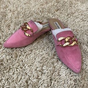 STEVE MADDEN Pink Suede Finn Mules